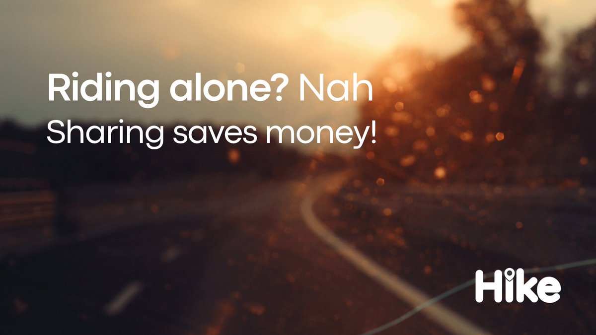 Traveling solo? Why not share the ride, save money, and enjoy the trip with company? Hike Share makes it easy to find someone heading your way.  

📲 Start now: tinyurl.com/hikeshare

#hikeapsa #hikeapp #hikeshare #shayisthupha #ridesharing