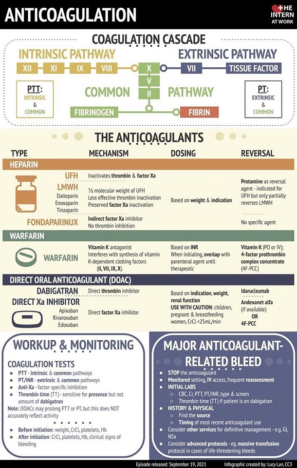 🔴Anticoagulants 🩸⚡️⤵️    

 Antidote for Apixaban &amp; Rivaroxaban: Andexanet alfa. 

 Antidote for Dabigatran: Idarucizumab. 

🔹In case HIT: use direct thrombin inhibitor; Argatroban.
   🩸🩸🩸
 #Cardiology #FOAMed #MedEd #medstudent #paramedic #Cardiology #CardioEd