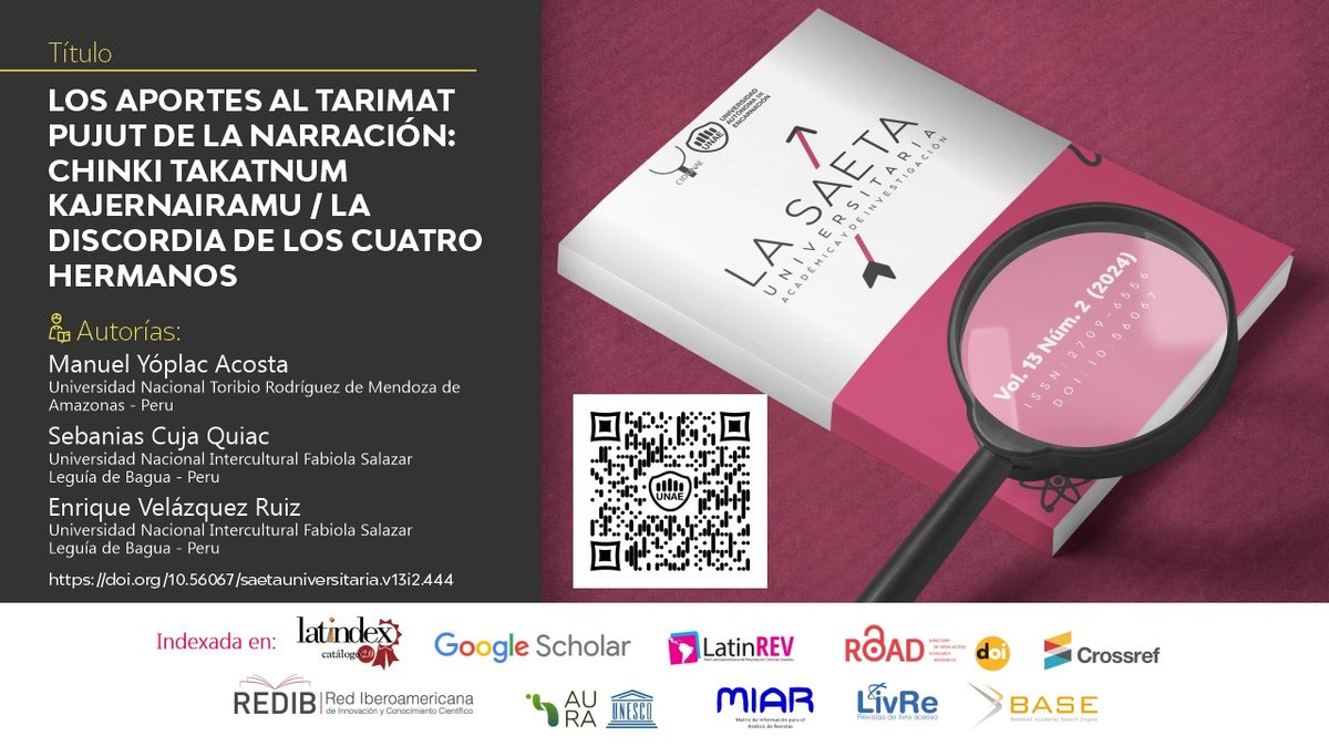 Desde Perú, con este estudio reflejan cómo el pueblo originario "wampis" entiende que "vivir bien significa aspirar al bienestar no solo de uno sino también de los otros, donde todos colaboran para el bien común". Artículo completo: unae.edu.py/ojs/index.php/…
<a href="/UNAE_Enc/">UNAE</a>