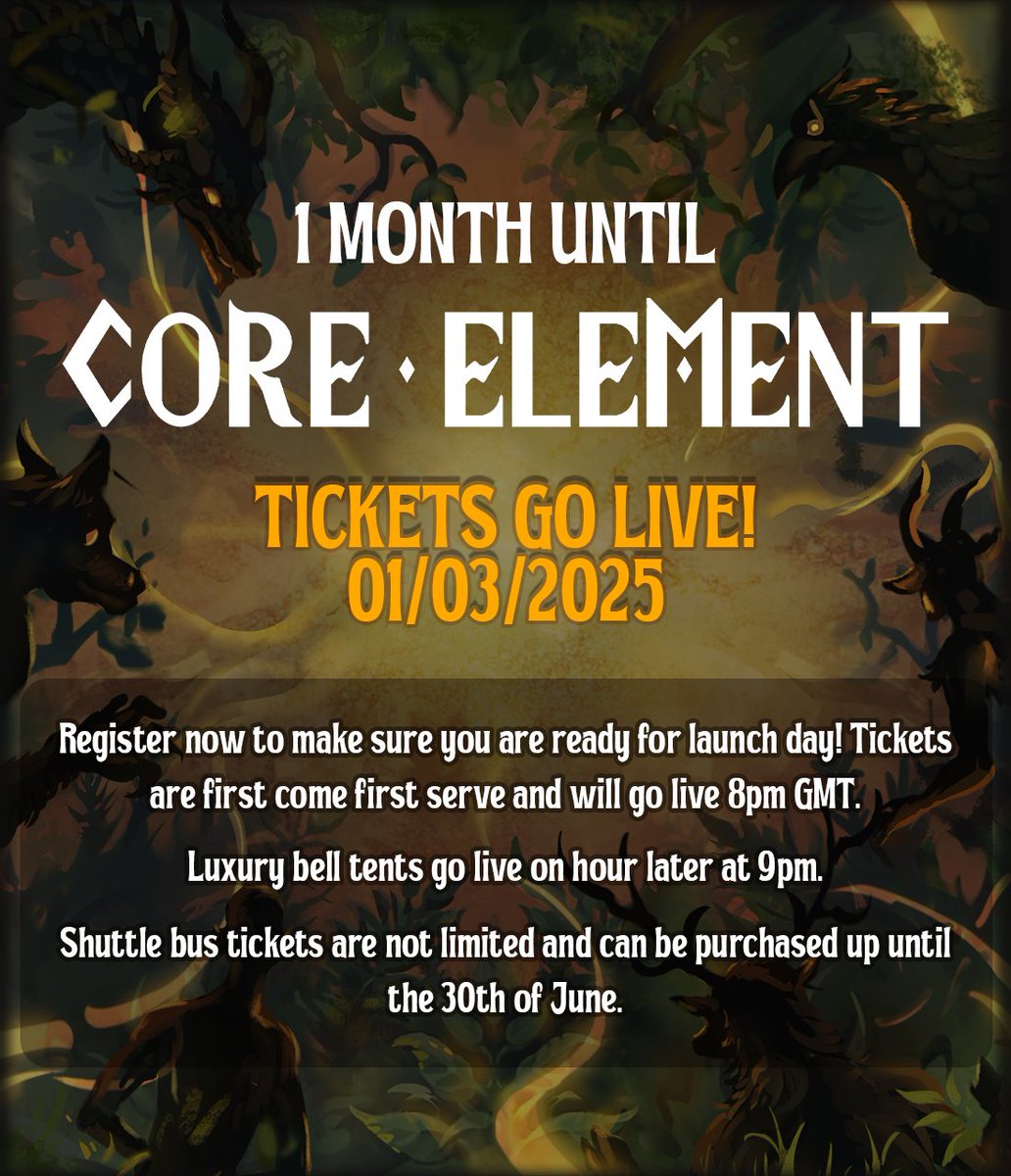 That's right! 1 month until tickets go live!

If you are planning on attending, we recommend registering as soon as possible!

With just 1 month to release, now is the time to plan your adventure!

#furry #furryfandom #coreelement #fursuit #cosplay #fantasy #furryfestival