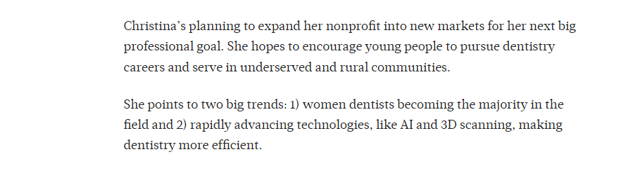 "Women Who Lead in Dentistry: South Memphis to Germantown to Bartlett"
By: Shoshana Cenker
Jan 21, 2025

Thank you, <a href="/MBJMemphis/">Memphis Business Journal</a> !