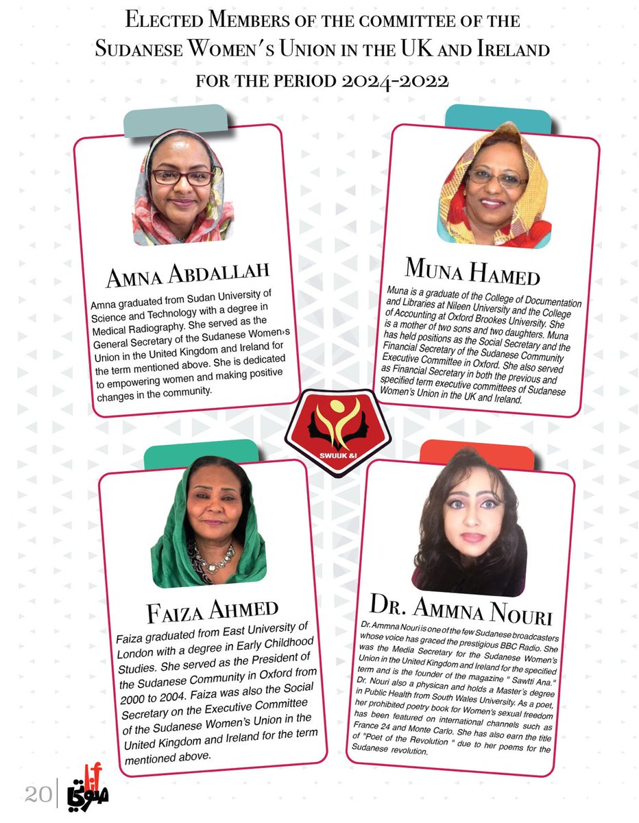 SawttiAna's tweet photo. "The Sudanese Women’s Union in the UK &amp; Ireland bids farewell to its committee—the team that launched the first issue of our magazine. Their dedication and impact will not be forgotten. Thank you for paving the way! #SudaneseWomen #Legacy #NewBeginnings" https://t.co/AwIhRpk7OY