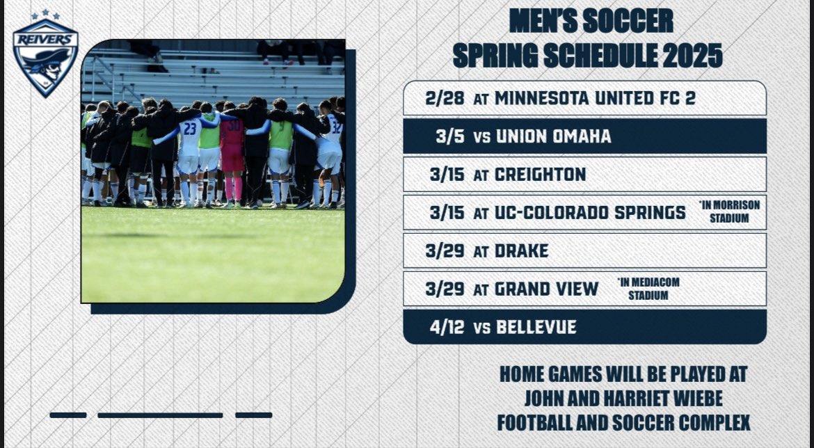 Spring Game Season is here! Our first spring game will be here in a couple weeks. All home games will be played on campus at the John and Harriet Wiebe Football and Soccer Complex