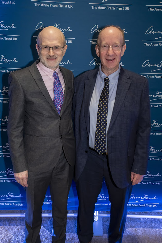 BelsenBook's tweet photo. Some official photos at @AnneFrankTrust Annual Lunch 2025: Guest of Honour, Queen Camilla; Radio 4's Emma Barnett; @RobbieRinder; @Dannythefink; Belsen survivor, Mala Tribich; Auschwitz survivor, Eva Clarke. Stephen Fry was there too! #HMD80 #annefrank #BergenBelsen #LeonardBerney