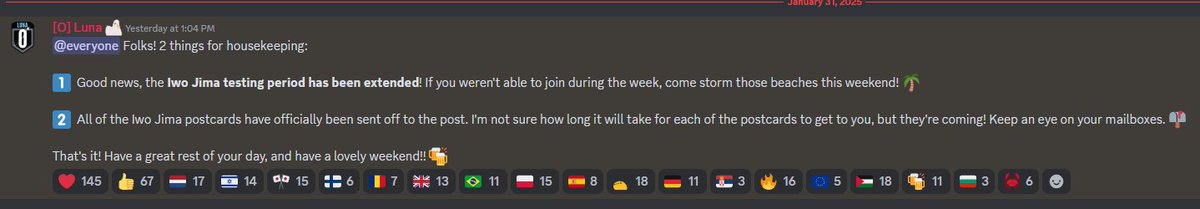 Iwo Jima Playtest for <a href="/Join_Squad44/">SQUAD 44 - WWII milsim</a> has been extended!!!!

I will be playing, how about you guys??