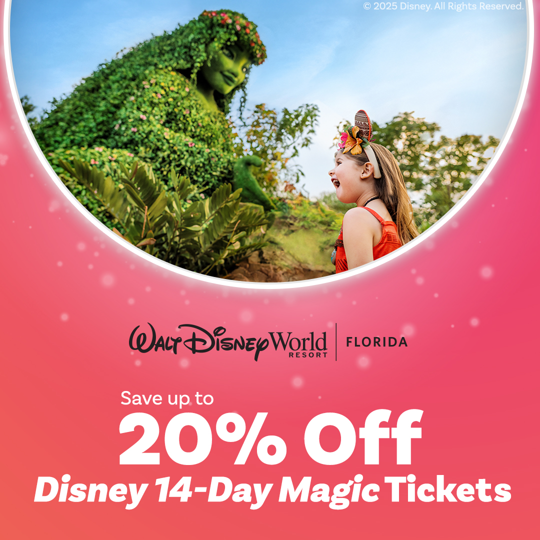 ✨Unlock the Magic in 2025!✨

🤩 Save up to 20% off your Disney Park tickets
🎟️ Entry to 4 #DisneyWorld Parks and Water Park fun
📸 Memory Maker (worth $210!) INCLUDED

 👉 bit.ly/3LcfooC 

📍Walt Disney World Resort
© 2025 Disney. All Rights Reserved.

#DisneyHoliday
