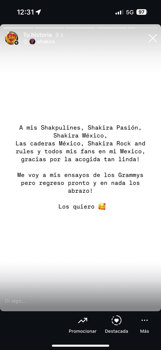 Nos abrazaremos pronto mi <a href="/shakira/">Shakira</a> 💛🇲🇽🐺💎🌻 Te amamos! 💋 #shakira