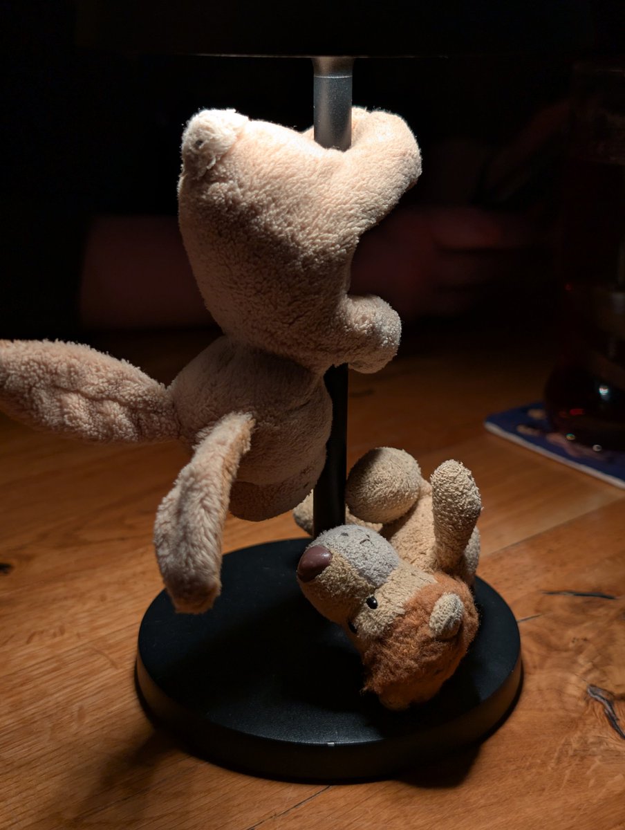 Das Plüschietreffen tritt in eine neue Phase ein. <a href="/Ludwig_Loewe/">Ludwig Loewe ✈️ - Reiselöwe & Abenteurer</a> und #Reisehopps üben sich bereits beim Pole Dance.