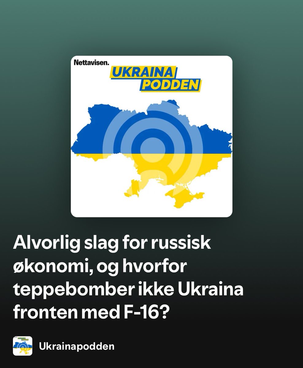 🎯 NY EPISODE 🎯

Frontoppdatering, russisk utstyrsmangel, bruk av F-16 og ukrainske droneangrep i denne episoden med <a href="/torsae/">Tormod Malvin Sæther</a> og <a href="/J_SundHenriksen/">Jørn Sund-Henriksen 🇳🇴🇺🇦🇬🇪🇹🇼🥛</a>:

open.spotify.com/episode/0SRqrs…