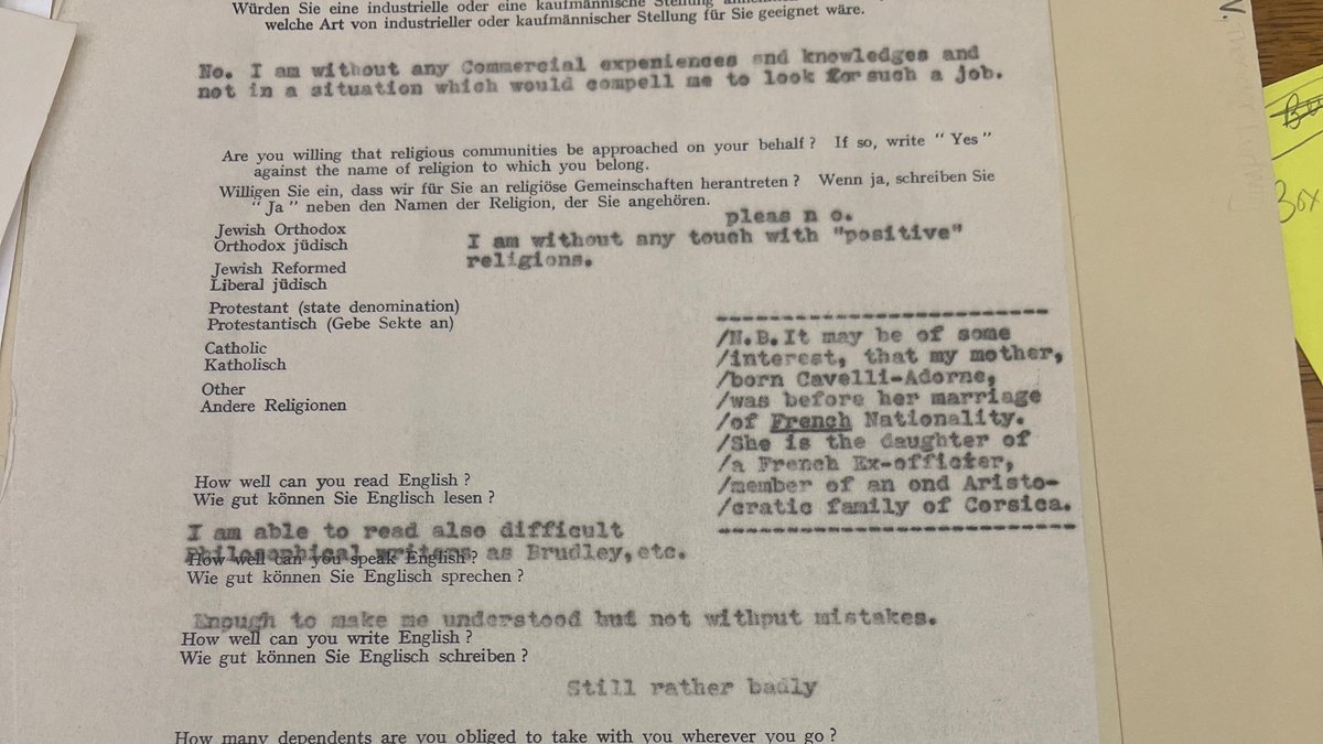 CN Biltoft (@biltoftcn) on Twitter photo Teddy Adorno and his perfect intransigence even when applying for refugee intellectual status Teddy Adorno and his perfect intransigence even when applying for refugee intellectual status