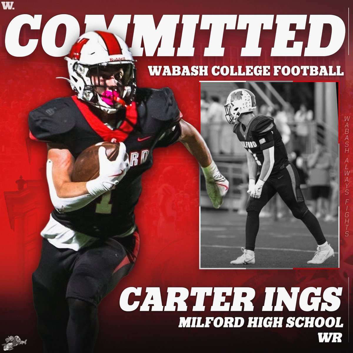 Carter Ings (@carter_ings) on Twitter photo 100% Committed!!🔴⚪️ #WAF
<a href="/coachgilbert10/">Jake Gilbert</a> <a href="/CoachFerner/">Tom Ferner</a> <a href="/Tom_Grippa/">Coach Tom Grippa</a> <a href="/CoachBoehm12/">Brandon Boehm</a> <a href="/Milford_Eagles/">Milford Athletics</a> <a href="/WabashFB/">Wabash College Football</a> 100% Committed!!🔴⚪️ #WAF
<a href="/coachgilbert10/">Jake Gilbert</a> <a href="/CoachFerner/">Tom Ferner</a> <a href="/Tom_Grippa/">Coach Tom Grippa</a> <a href="/CoachBoehm12/">Brandon Boehm</a> <a href="/Milford_Eagles/">Milford Athletics</a> <a href="/WabashFB/">Wabash College Football</a>