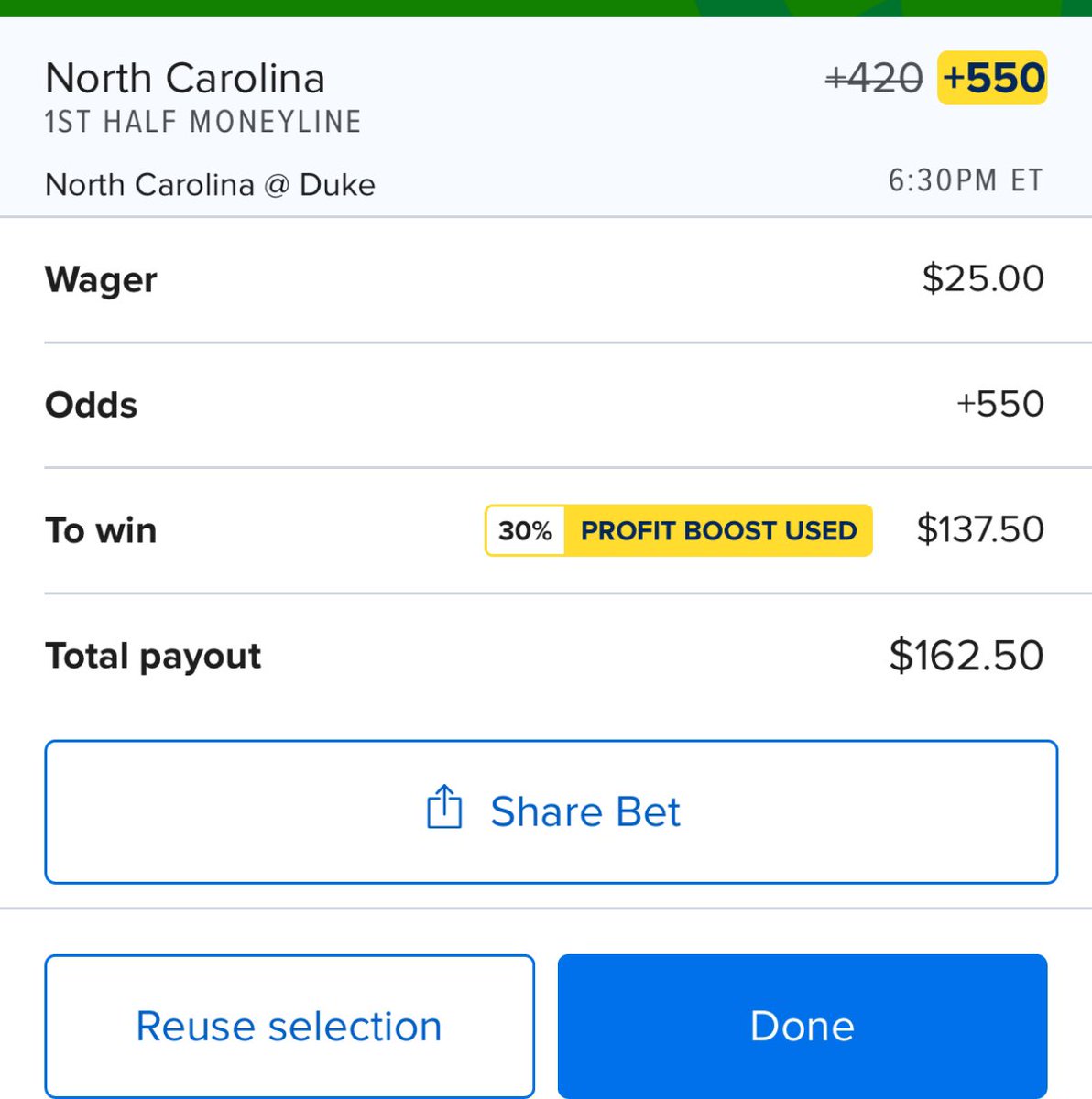 SPGGambling's tweet photo. College Basketball 🏀 

30% Profit Boost 🚀 

Duke 1st Half Moneyline
North Carolina 1st Half Moneyline

🆓 ✅ $3.26 https://t.co/eulFWFpJGM