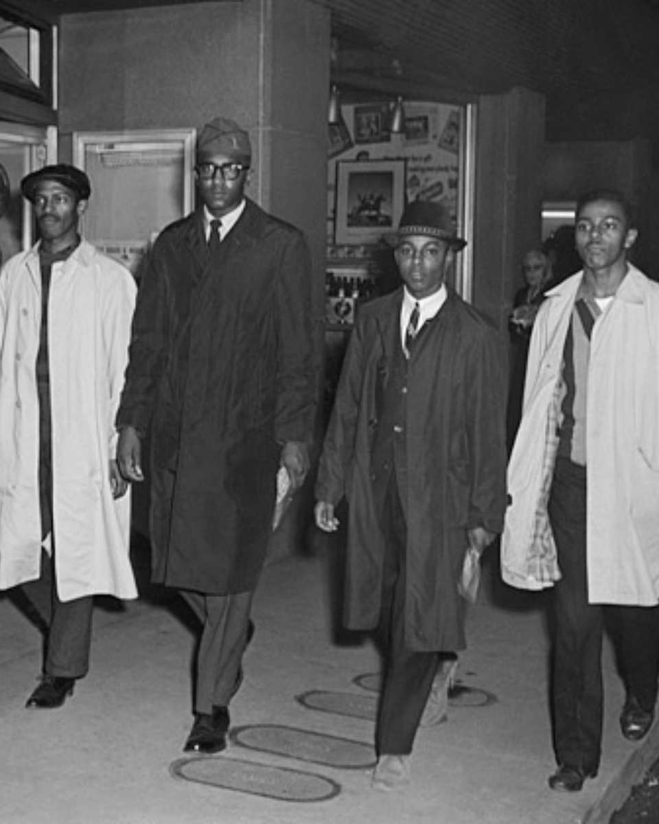 EBONY's tweet photo. As we celebrate Black History Month, we remember the Greensboro Four—Ezell Blair Jr. (now Jibreel Khazan), David Richmond, Franklin McCain, and Joseph McNeil—who, on February 1, 1960, boldly sat at the segregated Woolworth’s lunch counter in Greensboro, North Carolina. 

These four freshmen from North Carolina Agricultural and Technical State University sparked a powerful wave of sit-ins across the country, challenging racial segregation and reinvigorating the civil rights movement. Their peaceful protest not only demanded service but also demanded change, inspiring countless others to join the fight for equality and justice. As this year marks the 65th anniversary of their courageous act, we honor their legacy and the enduring impact of their bravery on the journey toward civil rights.