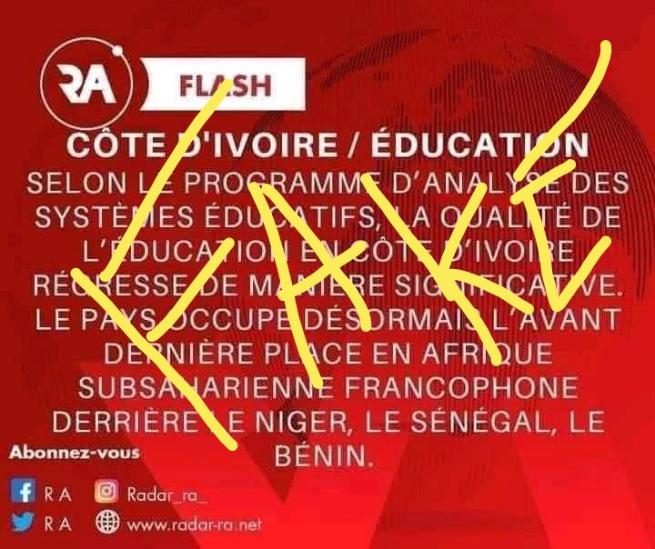 🚨 FAKE 🚨

Non, ce n’est pas une actualité ! Il s’agit du PASEC 2019, pas des performances actuelles. 

En tant que présidente de la CONFEMEN, je dénonce cette manipulation. Le MENA se réserve le droit de poursuites contre les auteurs de cette fausse information.