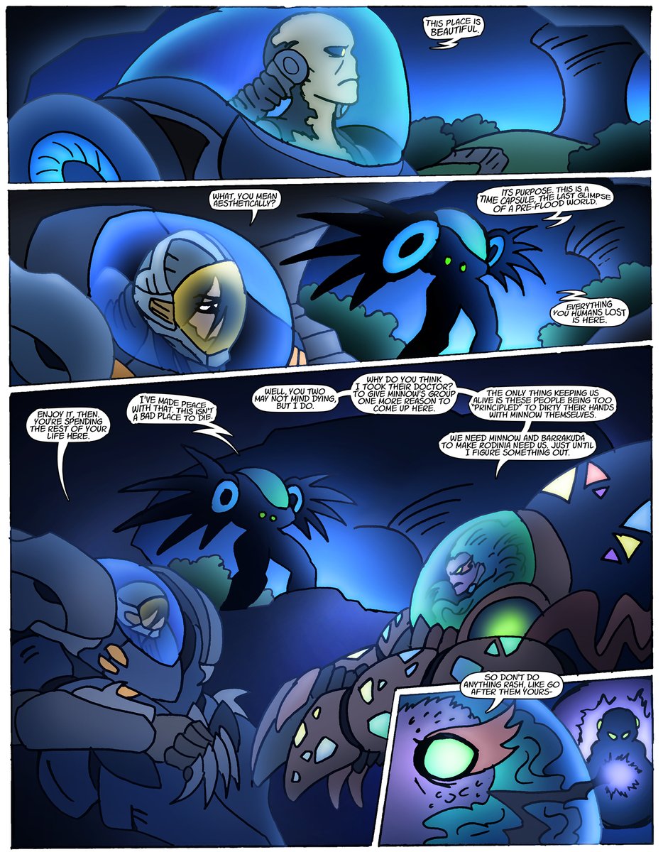 NickOnRipple's tweet image. Planet Ripple Vol 10 is out! This one is a milestone. Many characters' stories converge here to answer long-lingering questions about Minnow and this world, and ask new ones. It's been cathartic to work on, and I can say with confidence it's the best entry yet. Links below!