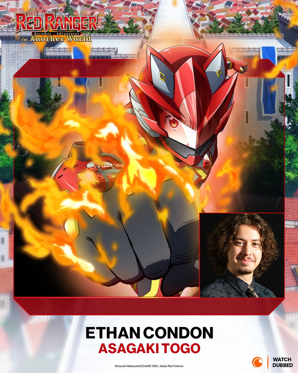 Crunchyroll (@crunchyroll) on Twitter photo The English dub of The Red Ranger Becomes an Adventurer in Another World begins tomorrow! 🔥
Red - <a href="/EthanCVO/">Ethan Connor Condon</a>
❤️ CAST & CREW: got.cr/RedRangerDub The English dub of The Red Ranger Becomes an Adventurer in Another World begins tomorrow! 🔥
Red - <a href="/EthanCVO/">Ethan Connor Condon</a>
❤️ CAST & CREW: got.cr/RedRangerDub
