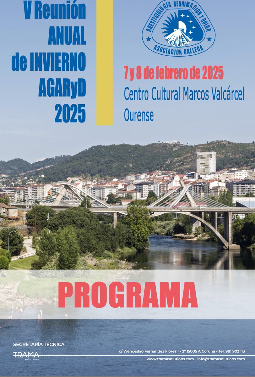 AGARyDGalicia's tweet photo. 📣 ¡Anestesiólogos! Queda menos de una semana para la #VReuniónanualAGARYD, el 7 y 8 de febrero🌟
Trataremos de: 
✅Compartir avances en anestesia regional
✅Intercambiar experiencias con compañeros 
✅Preguntar dudas a los expertos

📝 ¡Inscríbete ya!👉 
https://t.co/4ajTEnZAeL https://t.co/NxtKaNKjdb