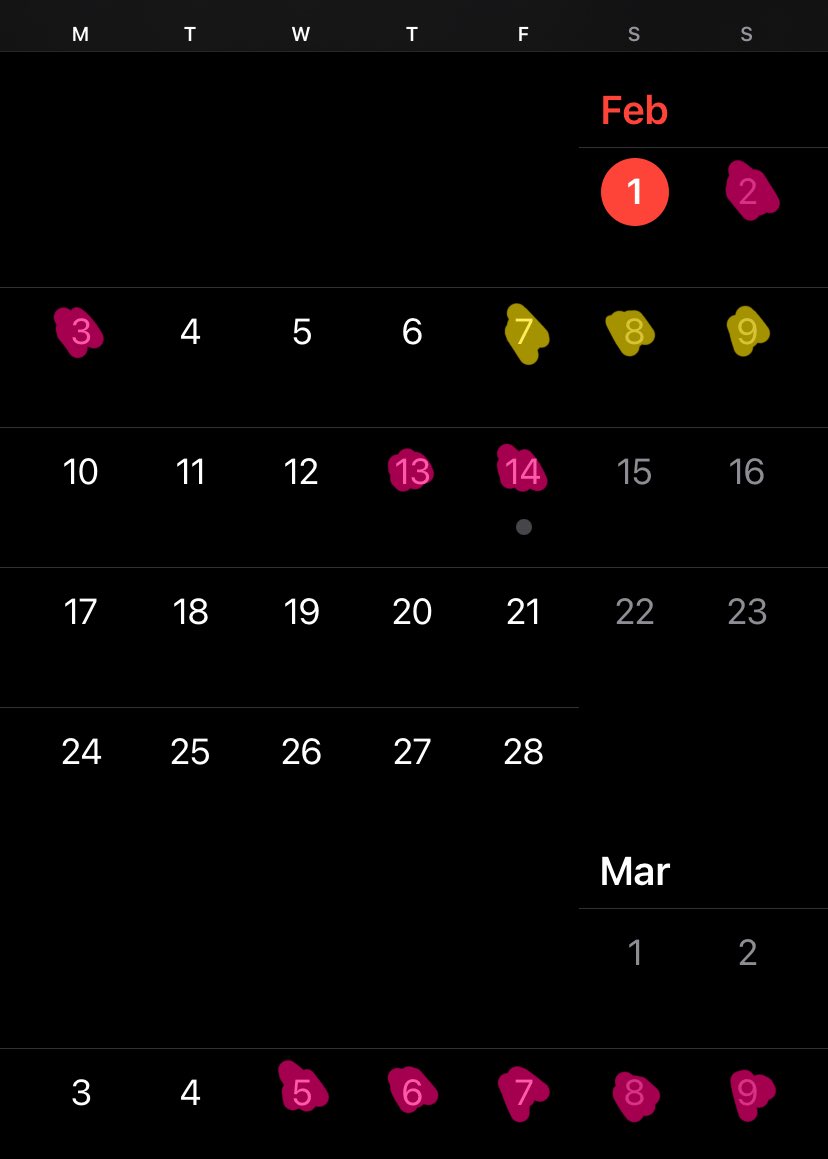 StrictNora's tweet photo. Meet ups availability! 🤍

Since I got lots of questions of what time im available, I decided to post it. Every date that isnt coloured is when im available for any sex meet-up. 

Dm me for more information~!

🩷 = not available.
💛 = already a meetup planned. https://t.co/jzuvsJRULT