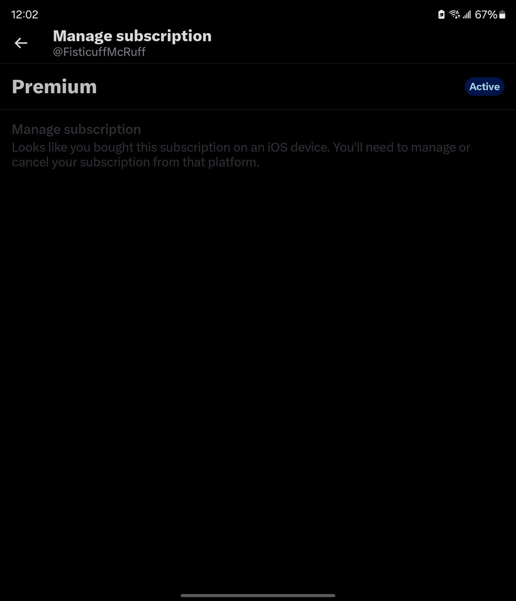 FisticuffMcRuff's tweet photo. WTF. I don't have a n apple device anymore. Why can't I delete my premium account from my new phone? https://t.co/Aqv58qkItx