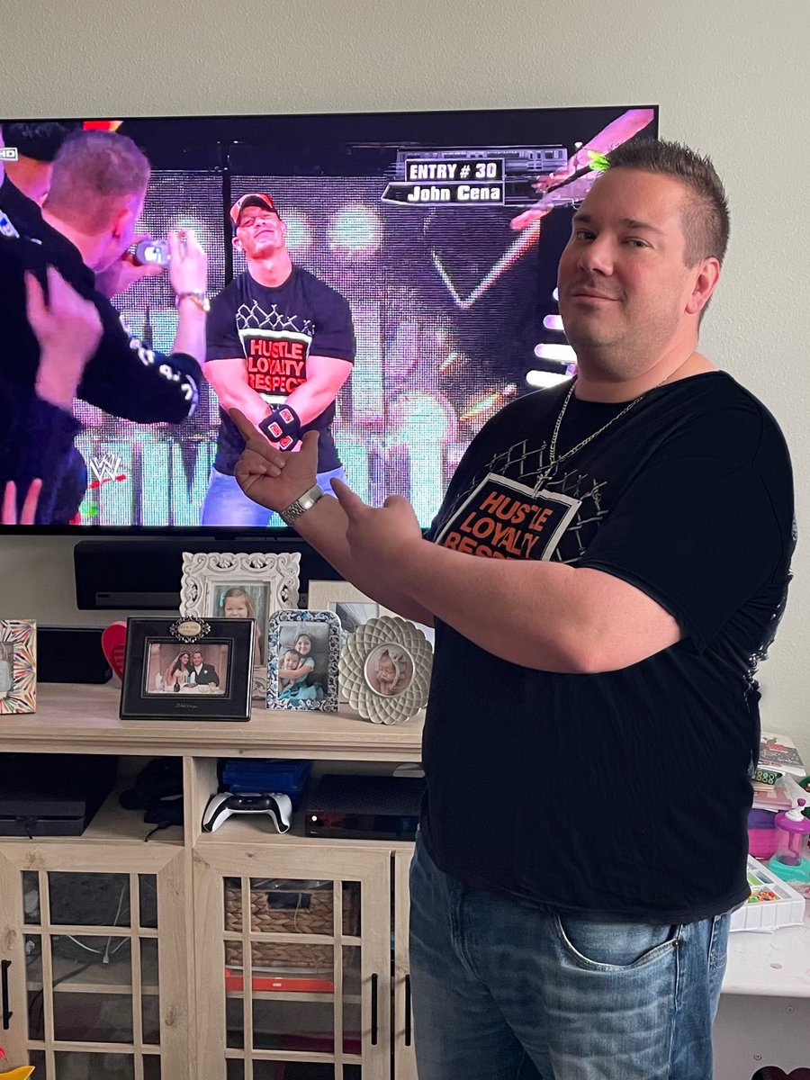 FManzo3's tweet photo. My shirt for the #RoyalRumble today. Honoring @JohnCena, one of the greatest moments I’ve ever experienced live, and one of the greatest in #WWE history!  #TheLastTimeIsNow https://t.co/wfzR7p5dRm
