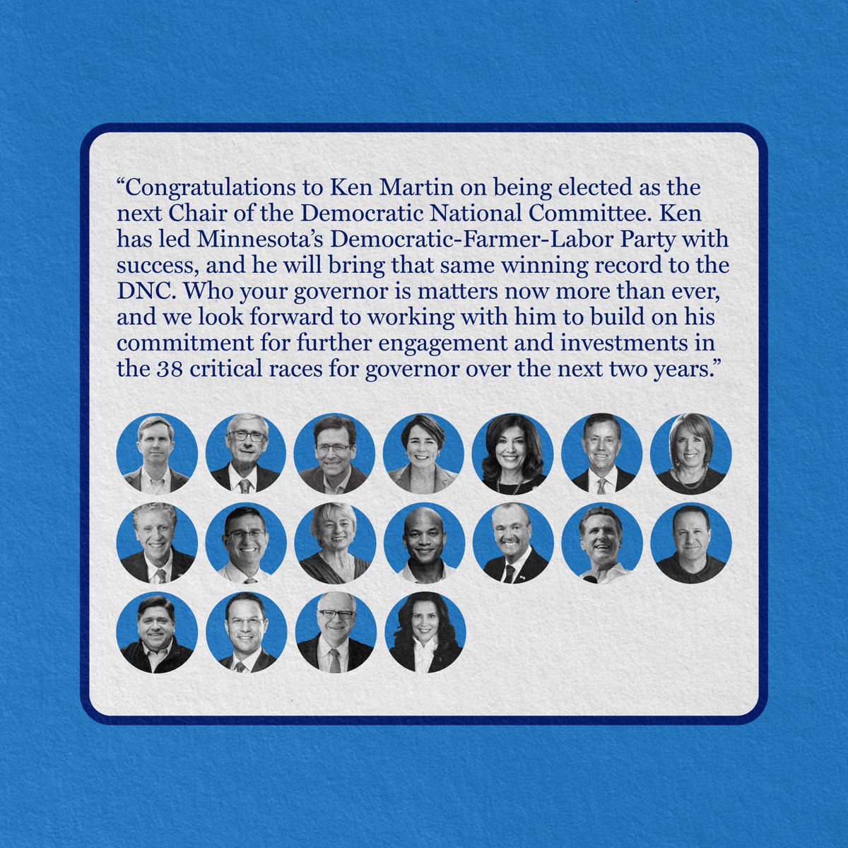 Sending our congratulations to the new Chair of the DNC, @KenMartin73!