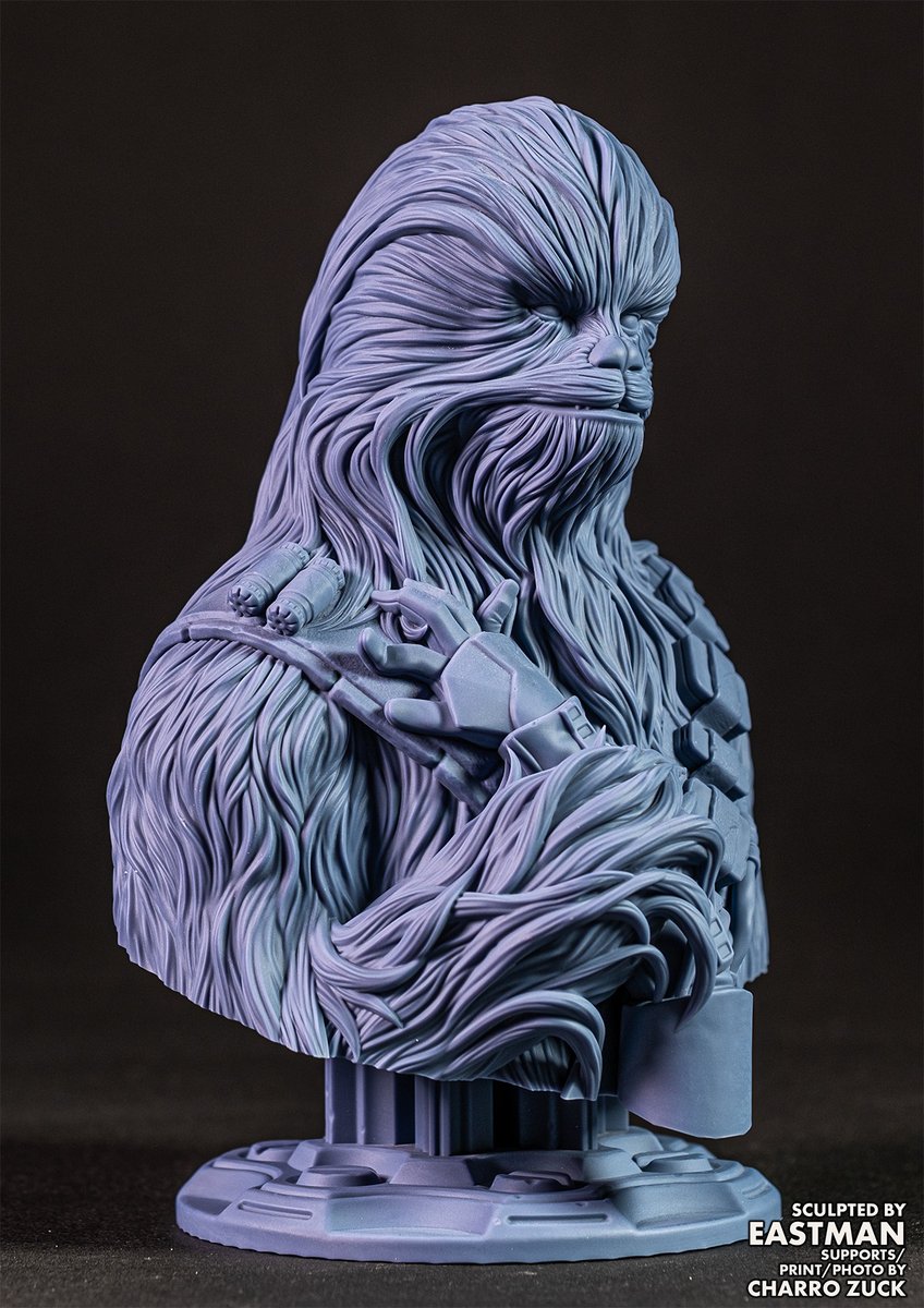 A happy Chewie holding a mangled Stormtrooper arm 😅 Sculpted by me in ZBrush, 3D print and photo by <a href="/CharroZuck/">charro zuck</a>
