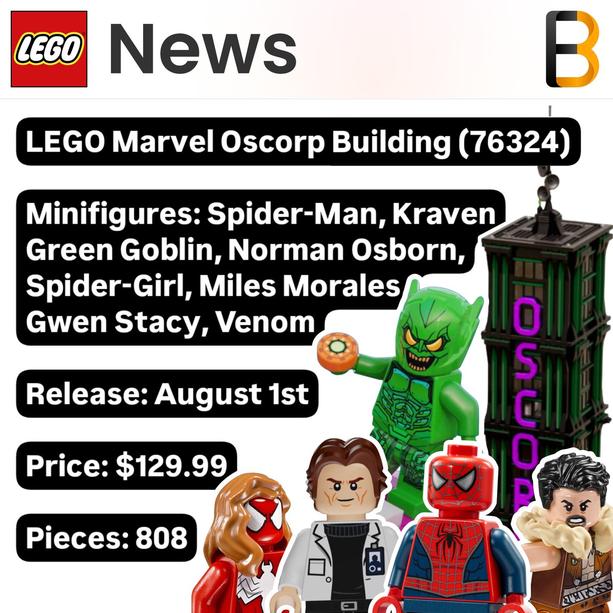 Falconbricks's tweet photo. New LEGO Spider-Man Oscorp Building rumored for Summer 2025!
#oscorp #legoleaks #legonews #lego #spiderman https://t.co/SDQXuq9JHG