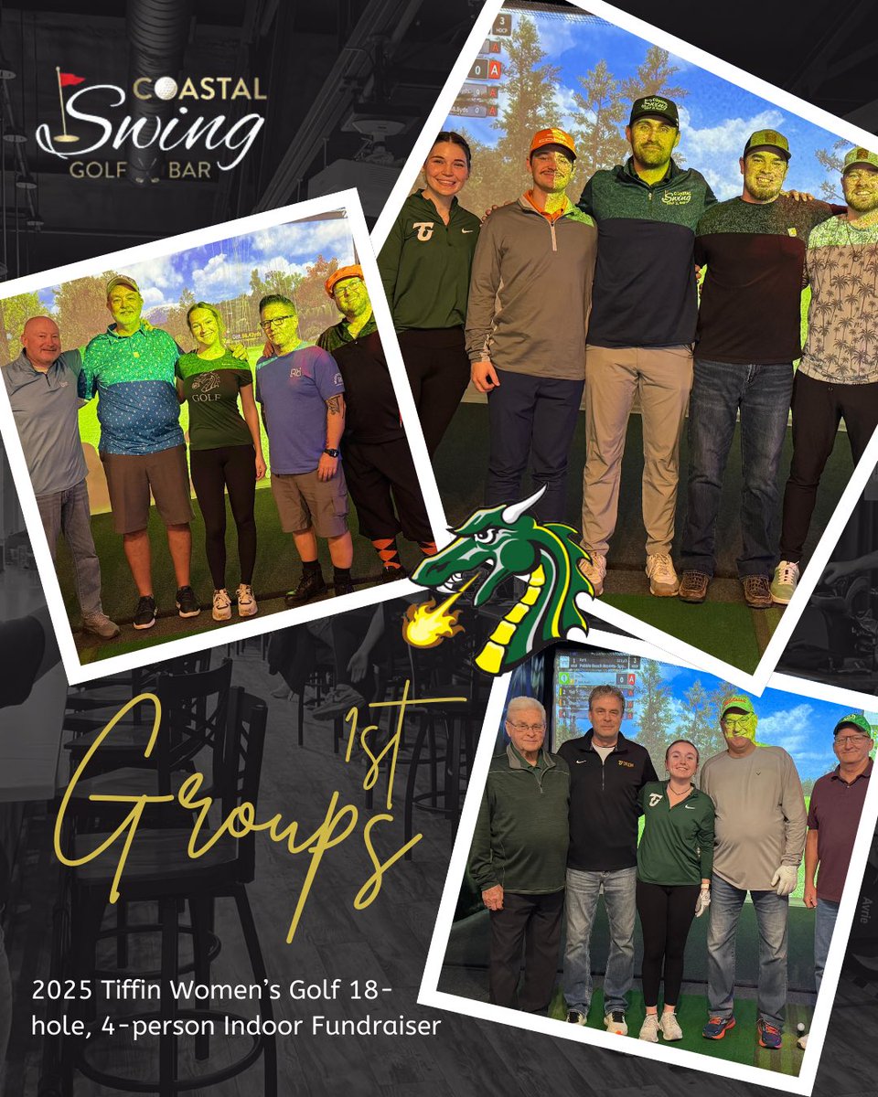 The first three groups are out here at Coastal Swing, Tiffin! Come check out the facility, join the 50/50 raffle, and test your luck in the putting contest. See you soon!🐉