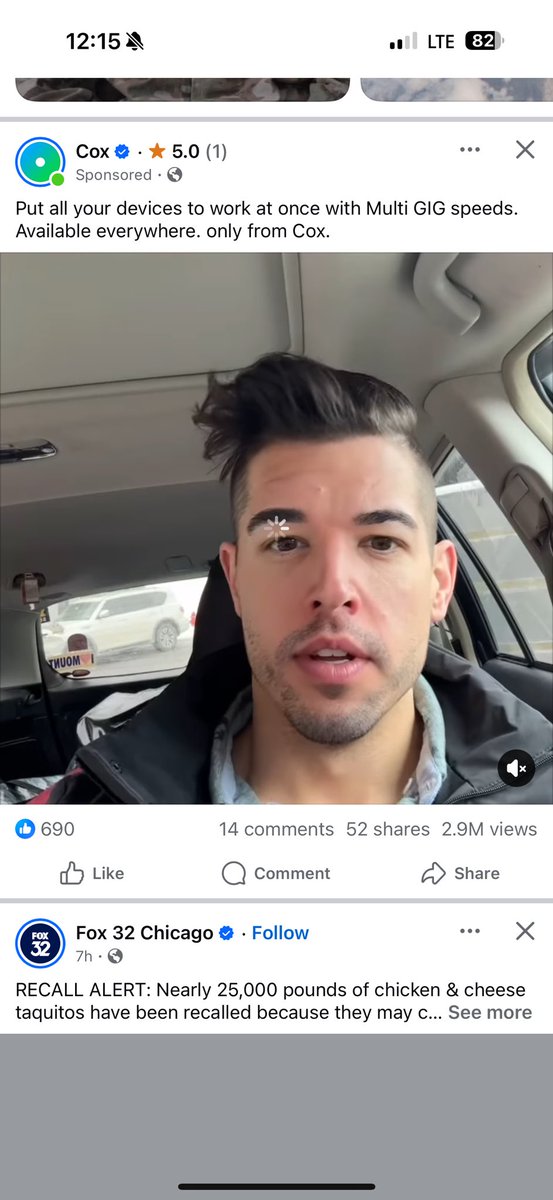 VC_Crappach's tweet photo. Hey @CoxComm how does one of my personal reels end up in a sponsored Facebook ad without my permission? https://t.co/QLmTs4FlCq