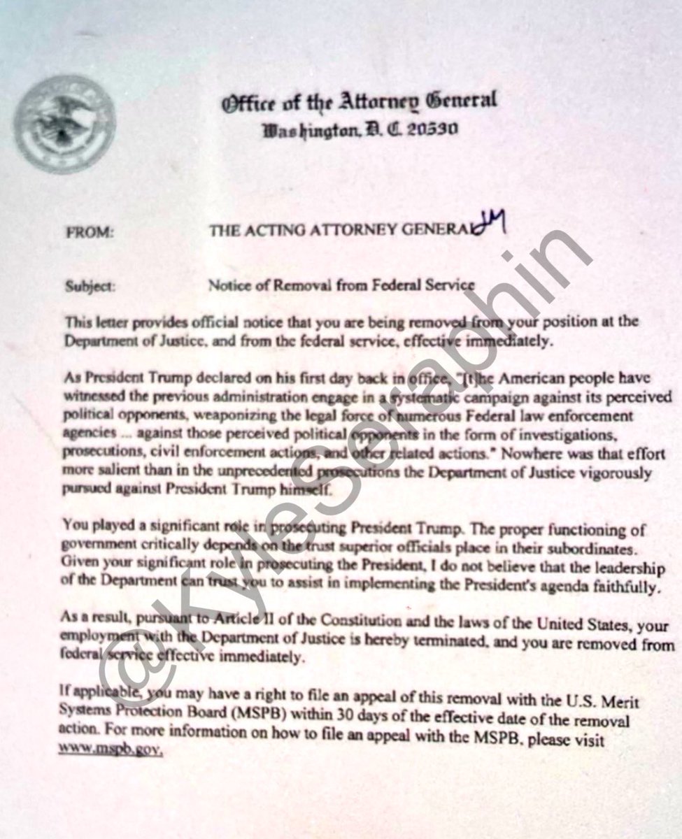 Kyle Seraphin (@kyleseraphin) on Twitter photo 🚨EXCLUSIVE: FBI Employees who were involved in the inappropriate actions against <a href="/realDonaldTrump/">Donald J. Trump</a> have received this notice.
"You played a significant role in prosecuting President Trump... Given your significant role in prosecuting the President, I do not believe that the 🚨EXCLUSIVE: FBI Employees who were involved in the inappropriate actions against <a href="/realDonaldTrump/">Donald J. Trump</a> have received this notice.
"You played a significant role in prosecuting President Trump... Given your significant role in prosecuting the President, I do not believe that the