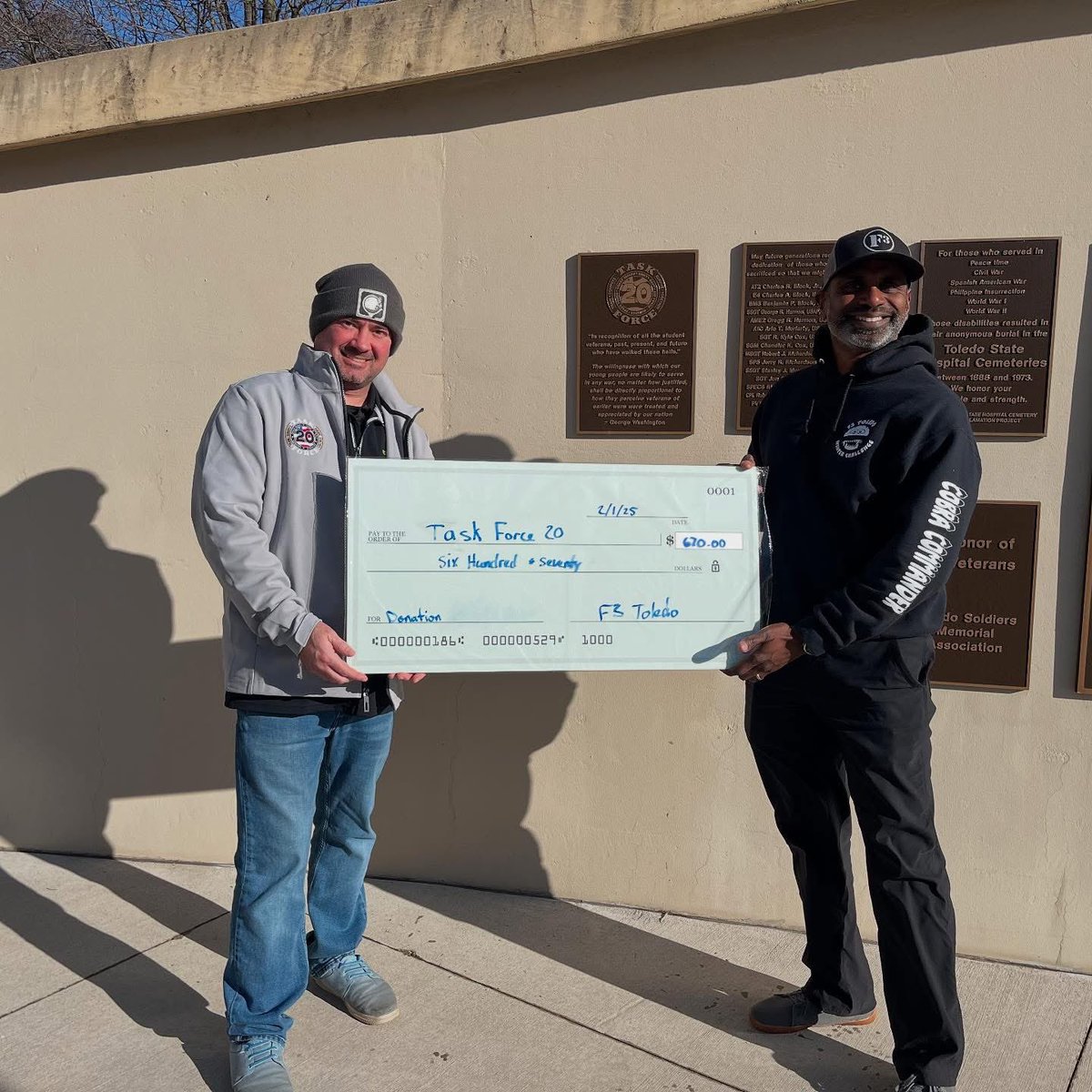 The men of F3Toledo sponsored 2 veterans fitness memberships through <a href="/task_force20/">Task Force 20</a>. 

Task Force 20 is a fantastic organization, who does a ton for our Vets! 🇺🇸🤜🤛

Faith | Fitness | Fellowship