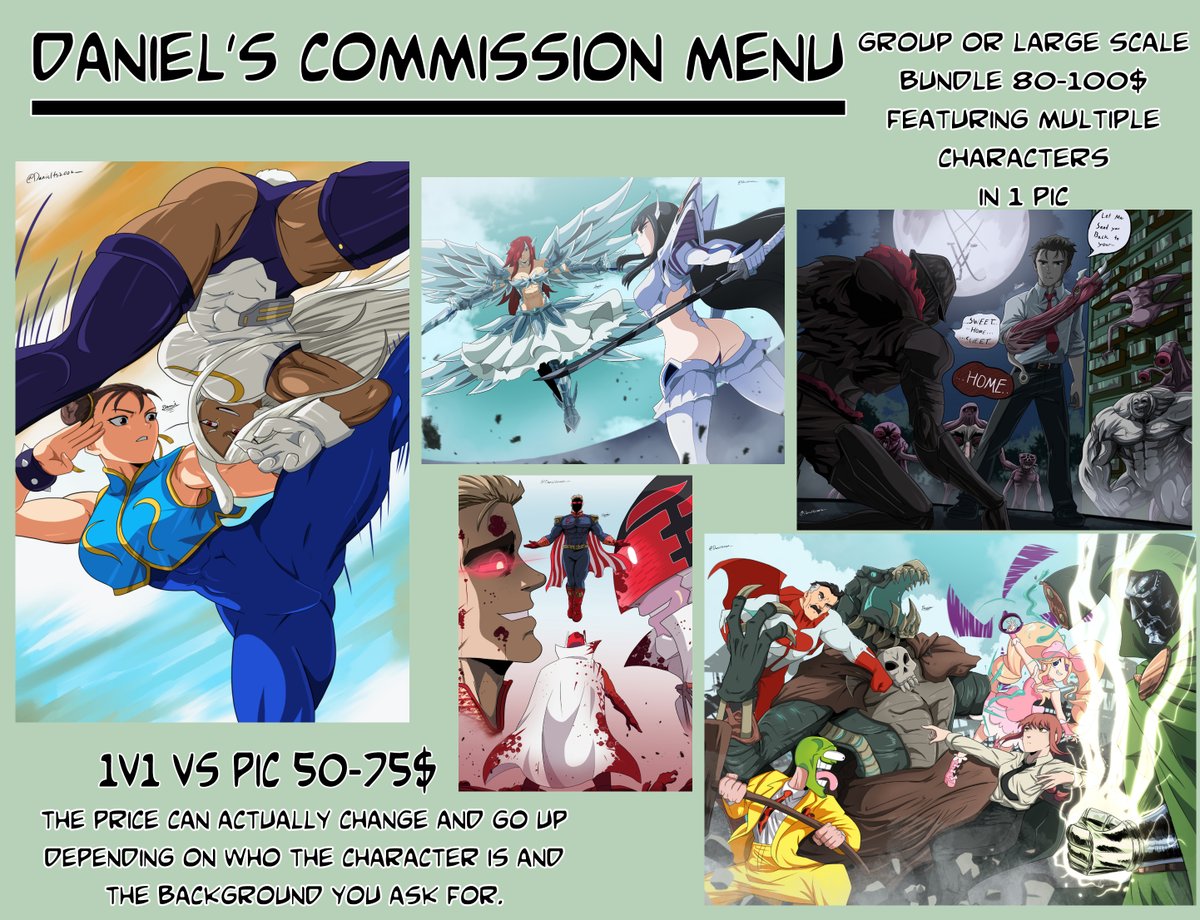 Danielfs2002_'s tweet image. NEW COMM MENU 2025
READ MY BIO FOR COMM STATUS, I WILL POST ON COMM STATUS FREQUENTLY
DMS ARE ALSO OPEN AND PLEASE READ THE RULES AND PRICES
IF THERE IS SOMETHING I'M NOT CLEAR ABOUT OR IF YOU HAVE QUESTIONS REGARDING COMMS, FEEL FREE TO REPLY OR DM ME