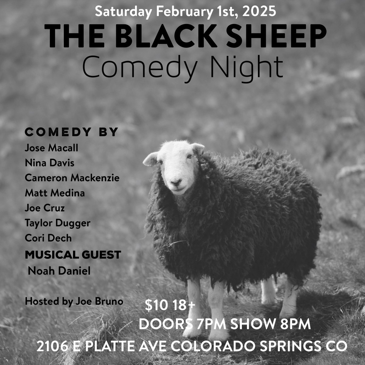 Tonight! The comedy gang is taking over the <a href="/BlackSheepCO/">The Black Sheep</a> be early! Limited seating! Tix moving fast!