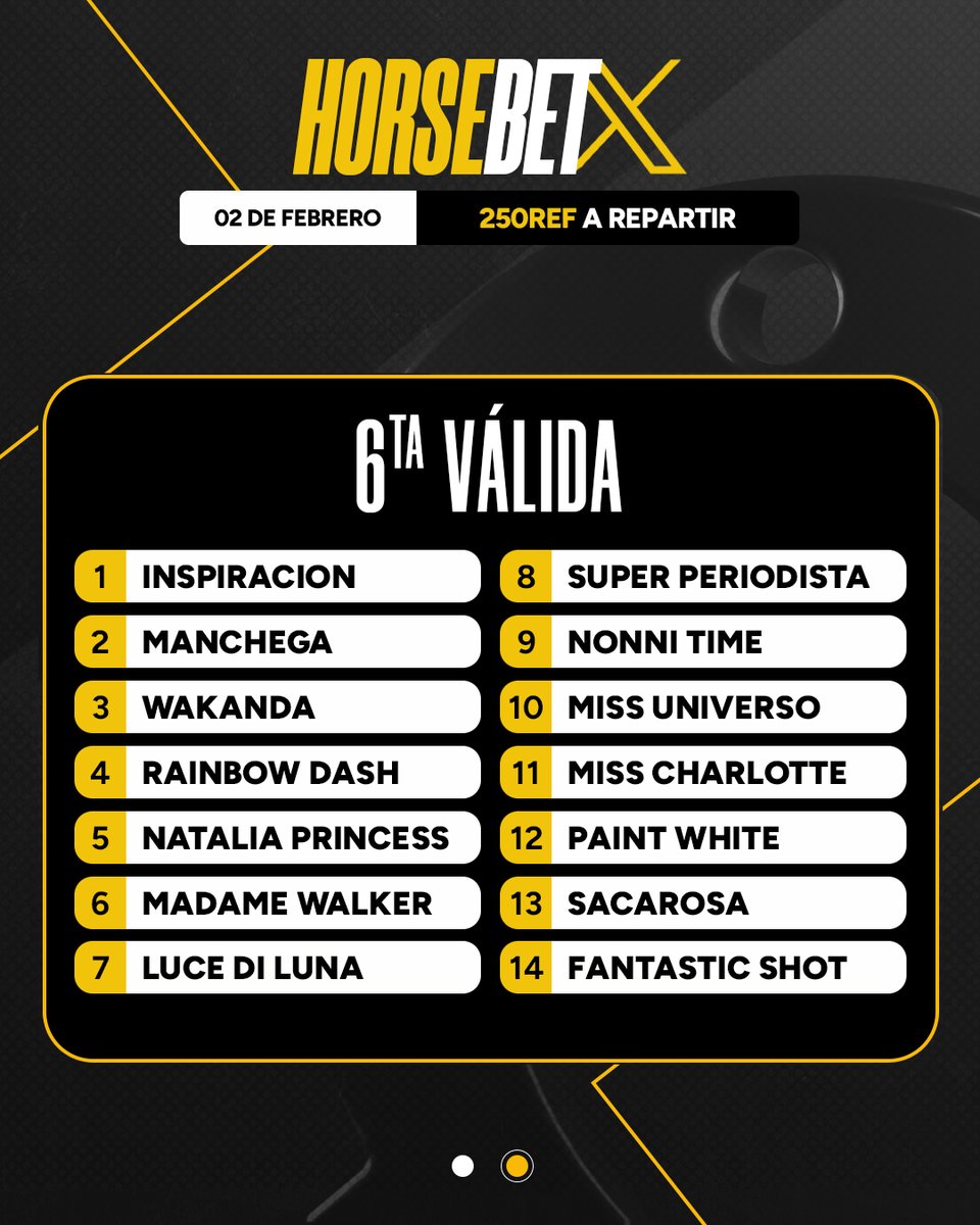 HORSEBET con 200 verdes a repartir entre los que acierten al ganador de la 6TA Válida🤑

Una nueva jornada hípica la que tendremos en el Hipódromo de La Rinconada 🐴

Consulta tu gaceta y déjanos en los comentarios qué ejemplar será el ganador de la 6ta válida 😉

Condiciones: