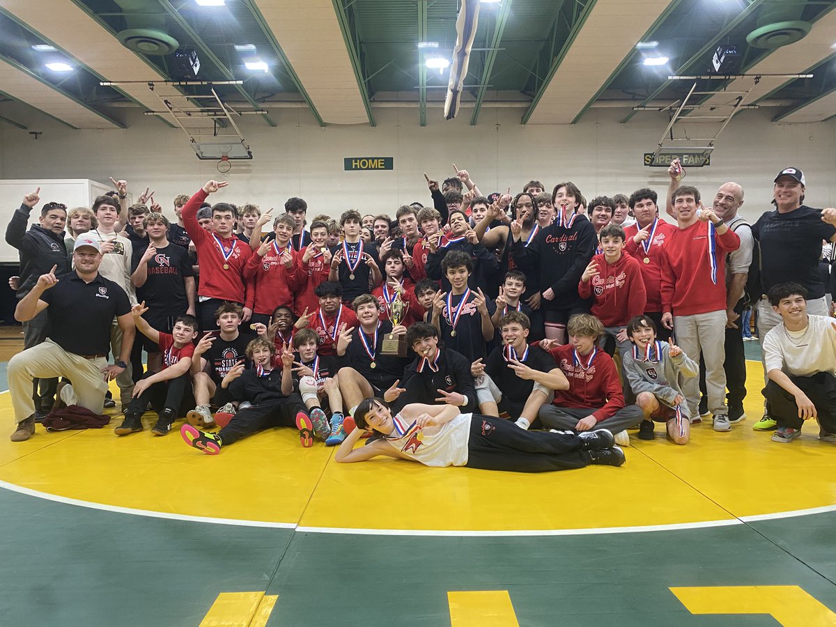 StarSportsFeed's tweet photo. The Cardinal Newman Cardinals, 2024-2025 SCISA Wrestling State Champions 

Beat Ben Lippen 52-30.

That’s back-to-back titles for the Cardinals. https://t.co/aJGQzVN713