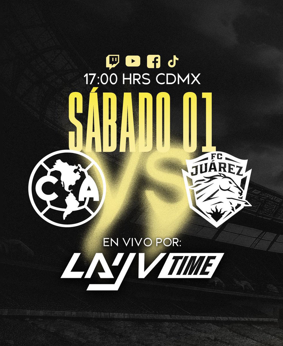 layvtime's tweet photo. ¡HOY VUELA EL AVE! 🦅⚽

📅 Hoy | América 🆚 Juárez
⏰ Transmisión desde 4:30 PM | Partido 5:00 PM
📲 Síguelo en:
✅ FB de Miguel Layún
✅ Twitch de Layvtime
✅ TikTok y YouTube de TUDN https://t.co/FOkaExBugN