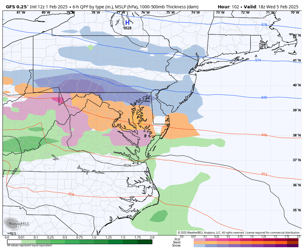 TonyPannWBAL's tweet photo. The GFS on an island. Again. If the GFS is correct, there could be a significant snow/ice event in the Baltimore Metro Wednesday next week. 👇 The GEM and Euro say: Nope. Both solutions are possible this far out. Better idea of what's going to happen on Sunday. Stay tuned. ❄️🚂 https://t.co/f4Viqakvm4