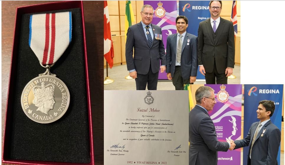 In 2023, I was awarded with the Queen Elizabeth II platinum jubilee Medal for my contributions in Science and Engineering in Canada.