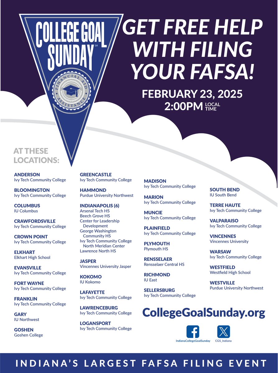 Just 22 days until #College Goal Sunday. Alert Hoosiers &amp; please retweet! #FAFSA CollegeGoalSunday.org
