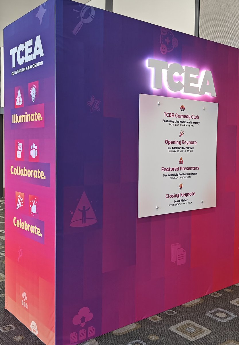 Excited to see everyone at 3:30 this afternoon for the hilarious opening event for #TCEA25 #tcea. Come ready to laugh and celebrate a great week together in Ballroom D on the Fourth floor