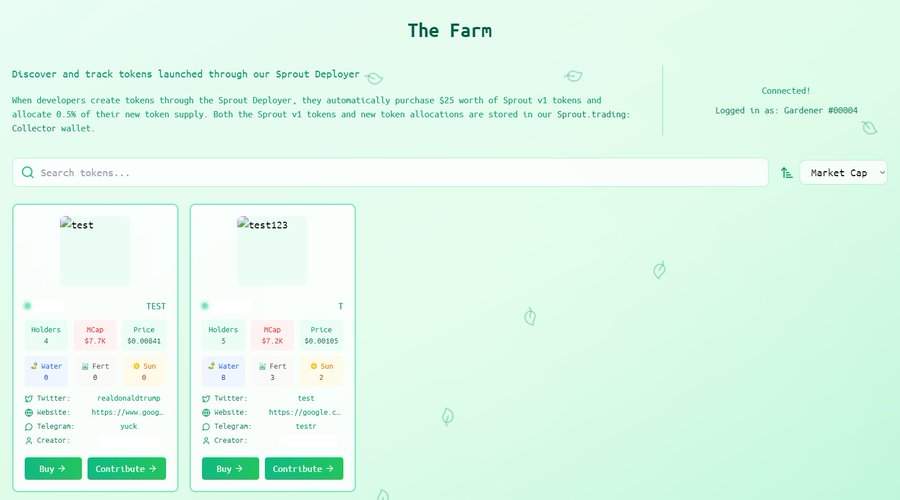 sprouttrading's tweet photo. Sprout Evolved.  

A first glimpse at the farm, where community tokens can be launched.  

And it actually works! https://t.co/GbETvoauJc