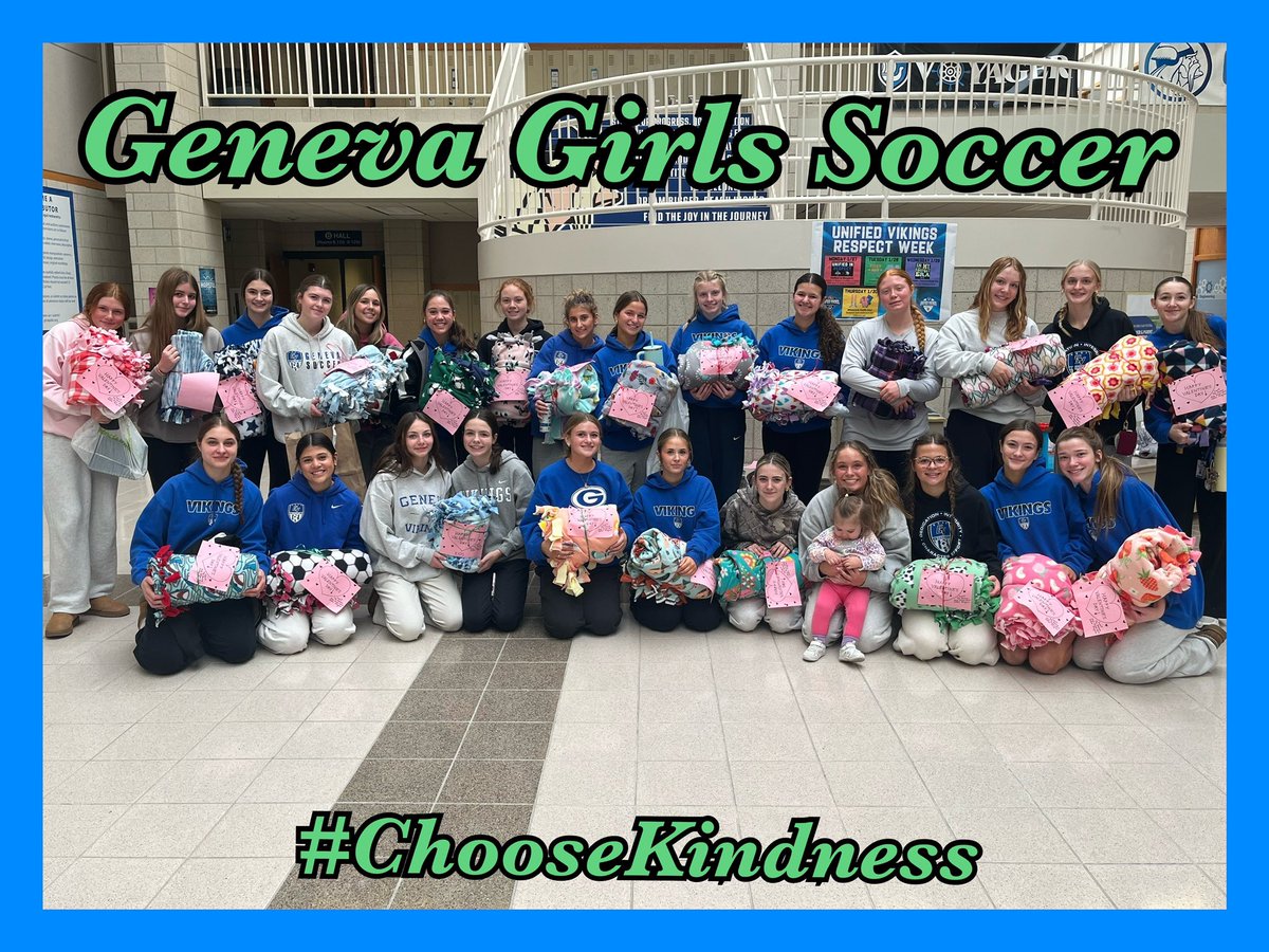 GHSSoccerKicks's tweet photo. Incredibly proud of this crew (and Brooke &amp; Cody &amp; Hanna) for participating in our Blankets for Charity event and giving back to their community!  Such a wonderful group of young women!  @GHS_Geneva @GHS_ILathletics @Geneva304 https://t.co/U5ENz4SQfh