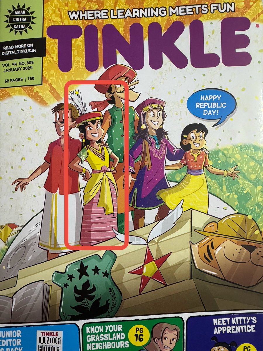 Just realised Jan 2024 Tinkle comics edition had Manipur featured where a gal is seen wearing Manipuri attire with Kajenglei!!

Thank-you <a href="/amarchitrkatha/">Amar Chitra Katha</a> 

Been a fan of Tinkle when a fortnight edition would cost ₹8 &amp; single digest was ₹25. Today a double digest cost me ₹375!