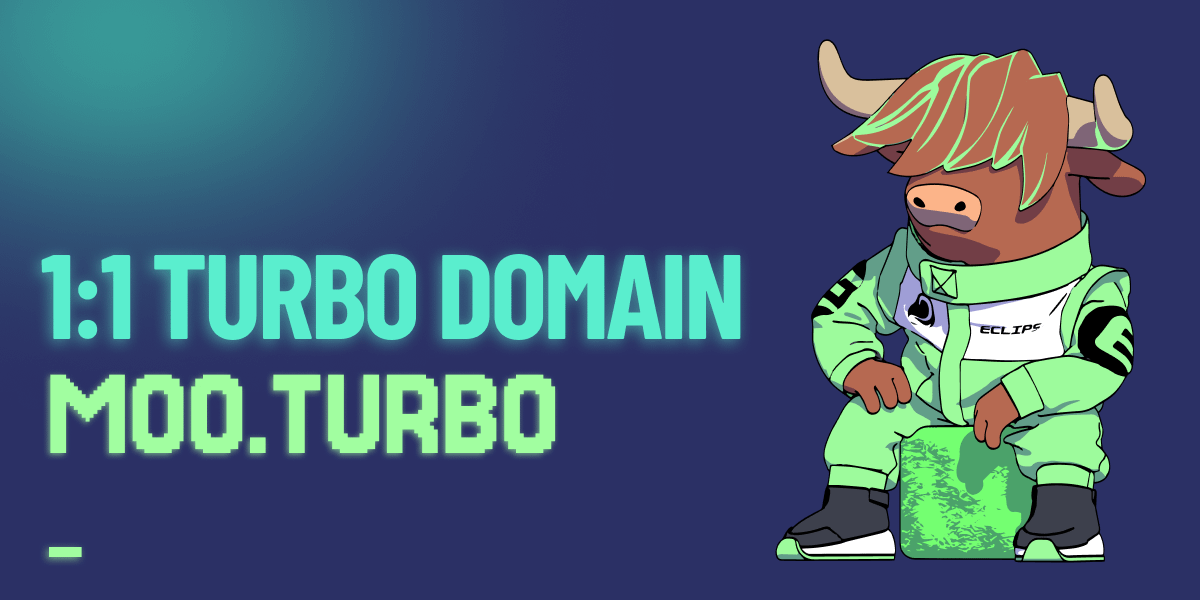 EclipseFND's tweet photo. Remember, the Moo Games prize pool isn't just $300,000+.

There are many unique Eclipse ecosystem prizes you could win.

For example, a 1:1 limited edition .turbo domain from @AllDomains_.

moo.turbo https://t.co/r3FQAAfCOp