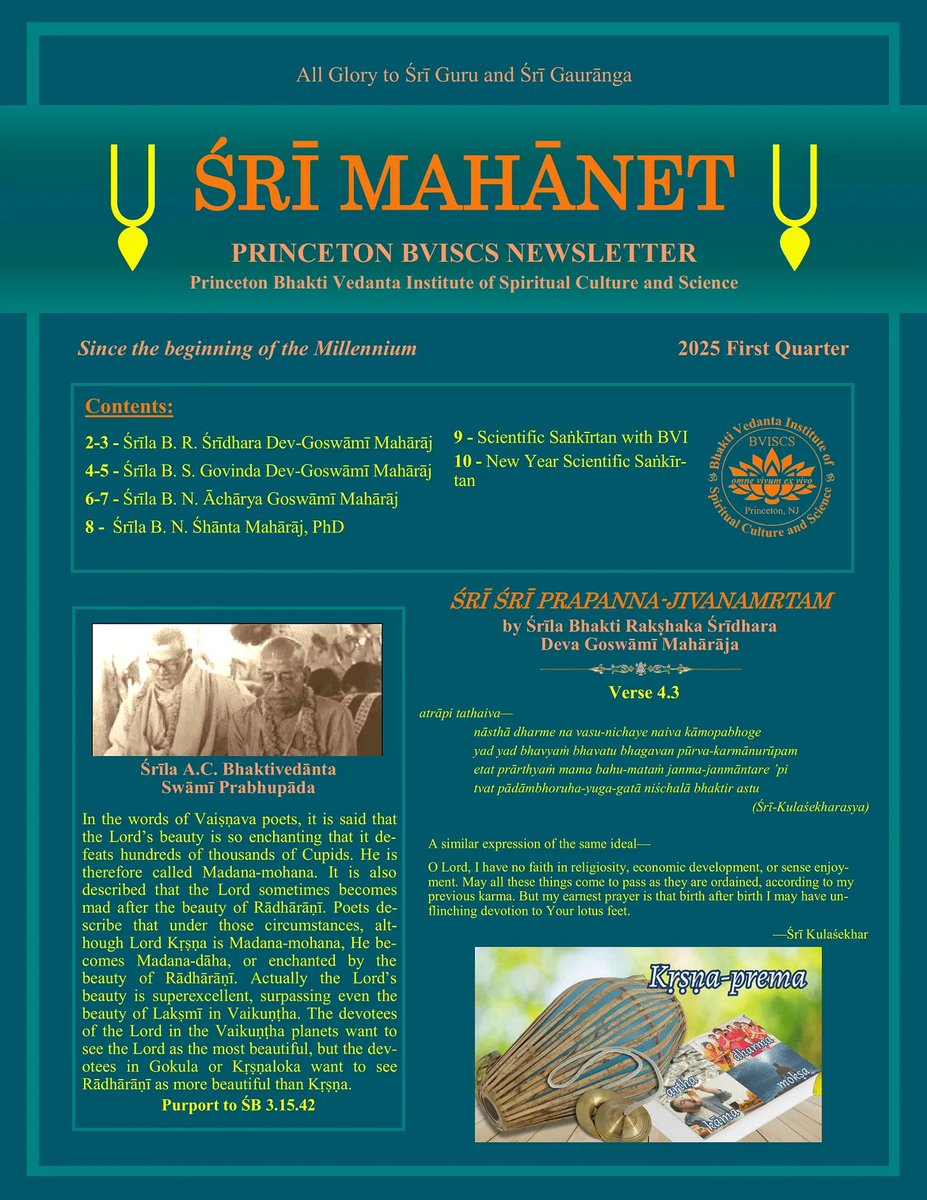 ŚRĪ MAHĀNET | The #Bhakti #Vedanta Institute's newsletter (bviscs.org/wp-content/upl…). Learn about scientific #sankirtan, how BVI facilitates opportunities to engage in this devotional activity, peer-reviewed articles published by Servitor Scholars, and more. #Krishnaconsciousness