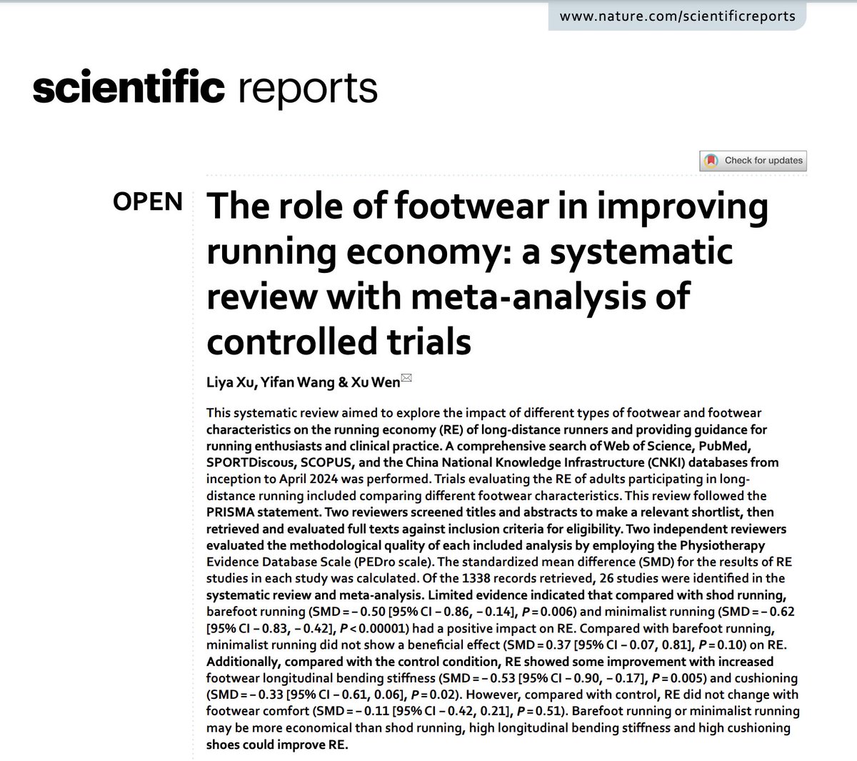 The role of footwear 👟👟in improving running economy🏃‍♂️: a systematic review with meta-analysis of controlled trials
rdcu.be/d8iwn