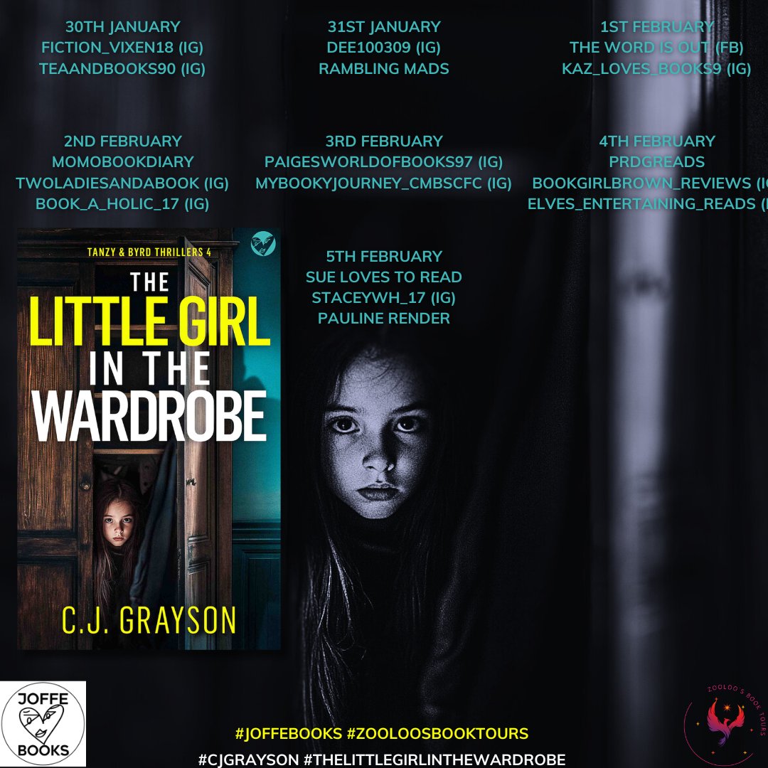 Alyson Read (@alysonread) on Twitter photo Today I am on the Blog Tour for The Little Girl In The Wardrobe (Tanzy and Byrd Book 4) by <a href="/CJGrayson4/">C.J. Grayson #TheLittleGirlInTheWardrobe</a> published by <a href="/JoffeBooks/">JOFFE BOOKS</a> <a href="/ZooloosBT/">ZooloosBookTours</a>
A smashing dark and thrilling police procedural which I can highly recommend! 5*
Full review on facebook.com/TheWordIsNowOut Today I am on the Blog Tour for The Little Girl In The Wardrobe (Tanzy and Byrd Book 4) by <a href="/CJGrayson4/">C.J. Grayson #TheLittleGirlInTheWardrobe</a> published by <a href="/JoffeBooks/">JOFFE BOOKS</a> <a href="/ZooloosBT/">ZooloosBookTours</a>
A smashing dark and thrilling police procedural which I can highly recommend! 5*
Full review on facebook.com/TheWordIsNowOut