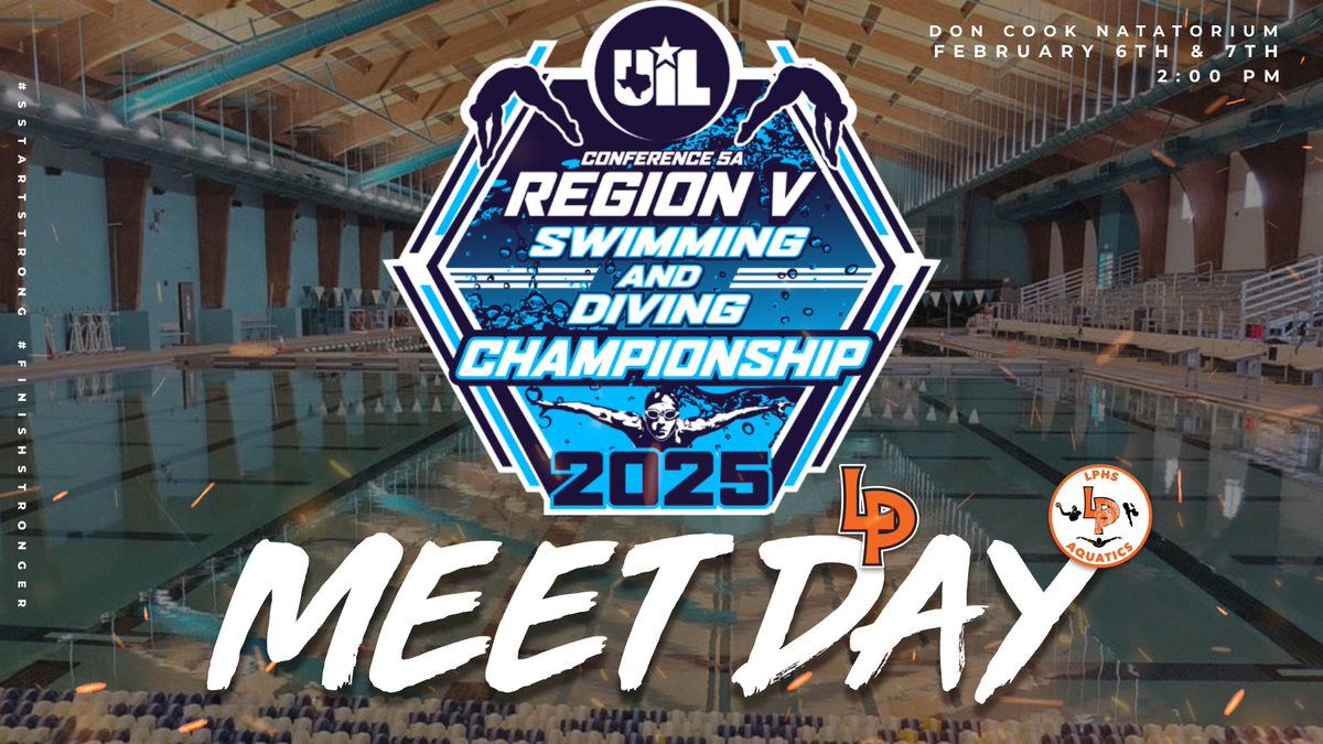 LPHSAquatics's tweet image. Region V-5A Swimming Championship Prelims start today! I cannot wait to see what this team will do. They have been working really hard for this moment. Let's #StartStong and #FinishStronger @LPISDAthletics @lpisd @RecruitLP @LaPorteTXHS