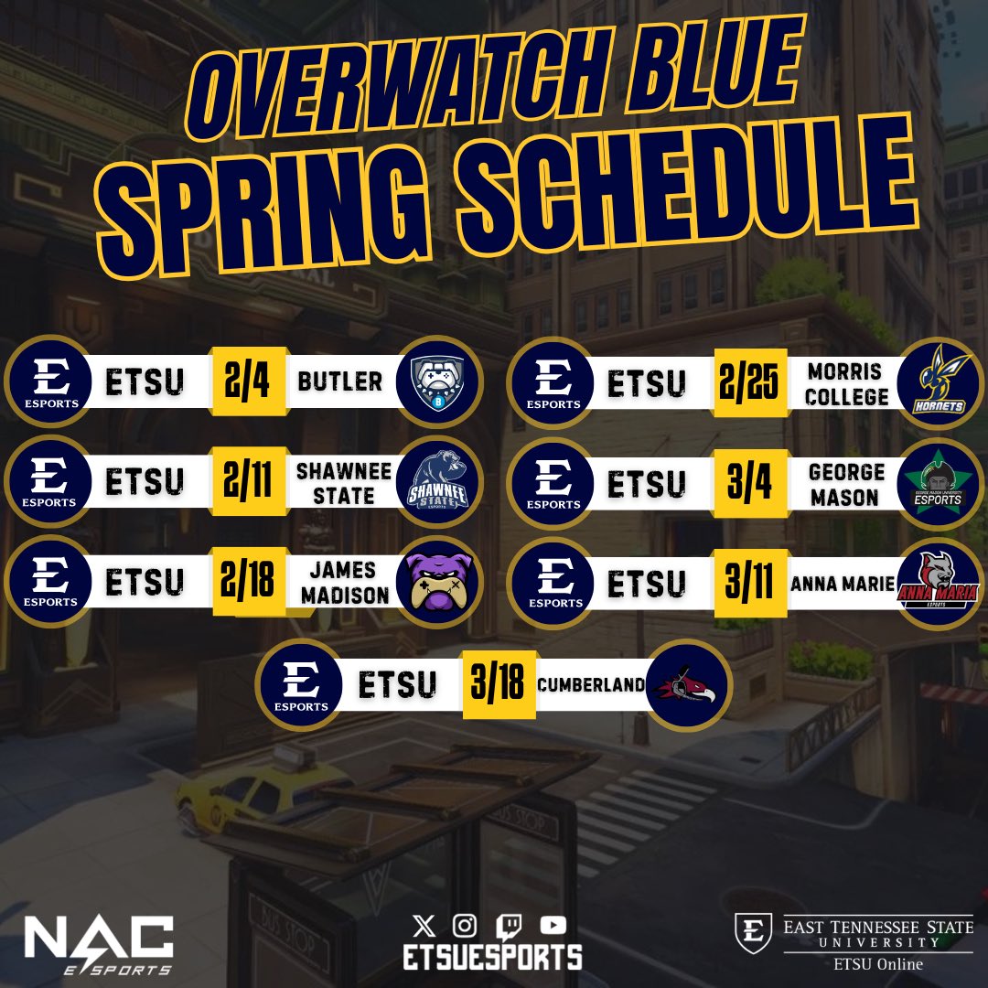 Back to Business 🏴‍☠️

ETSU Blue <a href="/NACEsports/">NACE</a> Spring 2025 schedules

#GoBucs