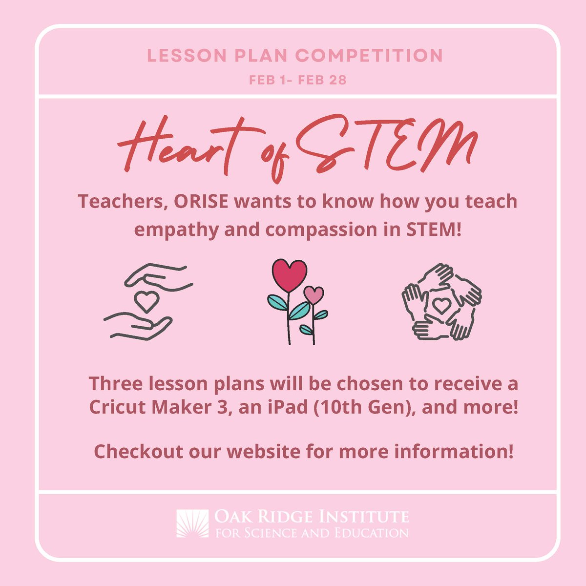 ORISEconnect's tweet image. 🏫 #Teachers of any grade level or subject are invited to submit a unique #STEM #LessonPlan that incorporates teaching empathy and compassion in any STEM topics/fields. You can see full contest rules and enter at the link below 🔽 🔽 🔽 
bit.ly/3A0h0Rl
#ShapingScience